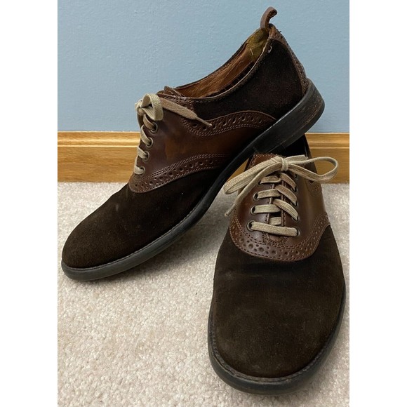J&M 1850 Johnston & Murphy Brown Leather Suede Oxford Shoes Mens 8M 20-3676